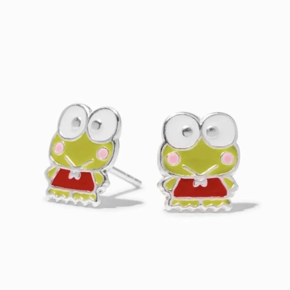 Keroppi Sterling Silver Plated Charm‎ Earrings Kawaii Anime NEW